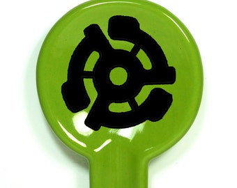spoon rest with a 45 insert print, shown in Avocado - Made to Order / Pick Your Colour