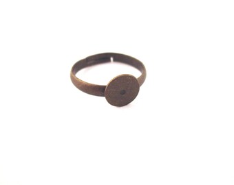 10 8mm ring blanks, brass plated adjustable DIY ring bases A374