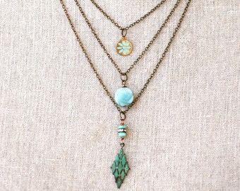 Serena. Bohemian layered charm necklace. Tiedupmemories