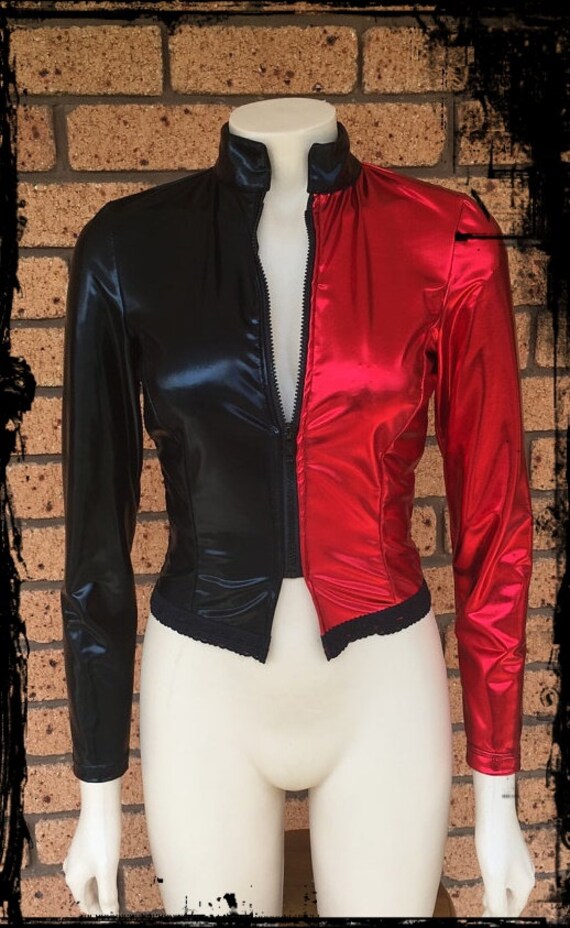 Harley Quinn Black and Red Lycra Spandex Zip Jacket Size