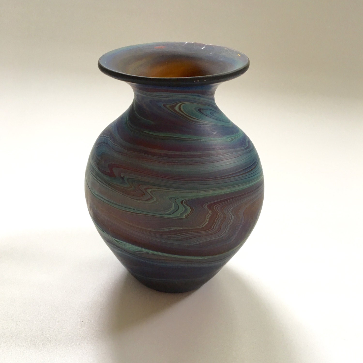 Vintage Mouth Blown Studio Glass Vase with satin finish