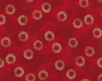 Circles Red Sparkle Metallic Robert Kaufman Fabric 1 yard