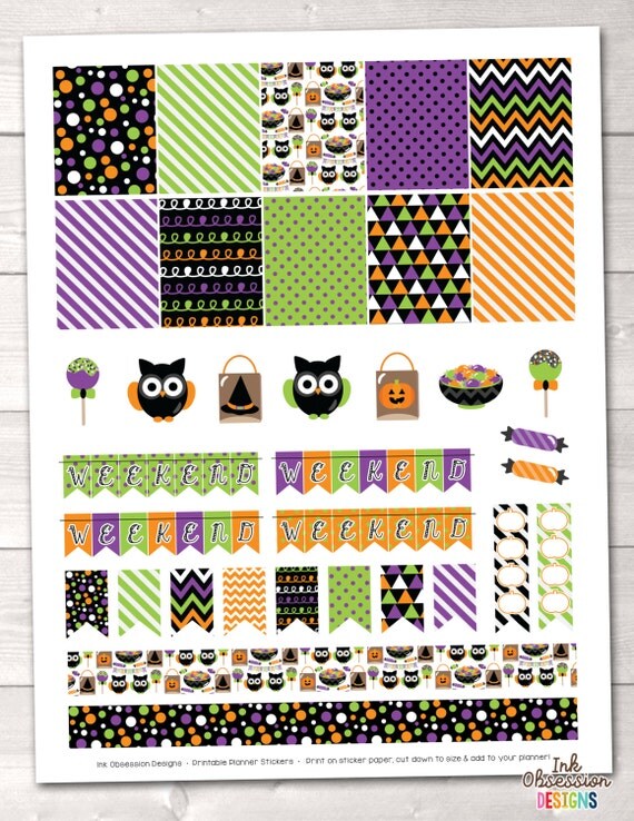 items similar to diy printable halloween planner stickers