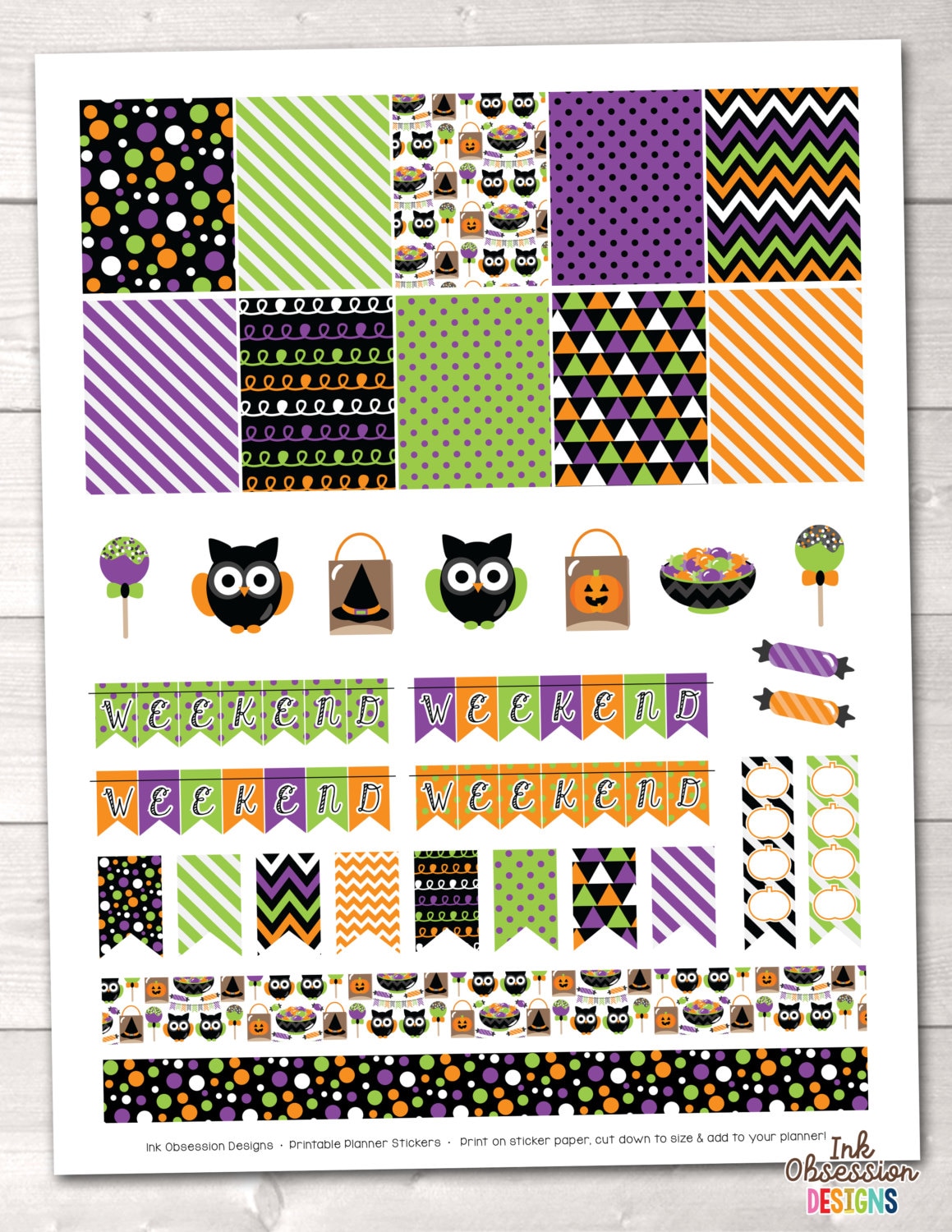 diy printable halloween planner stickers october set of