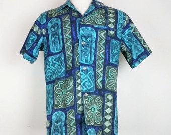 Vintage Napili Hawaiian Floral Pattern Shirt Mens S M 1960s