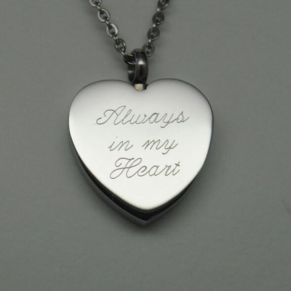 Always in my Heart Engravable Cremation Jewelry Heart Urn
