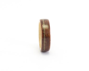 Bentwood Ring, Wooden Ring, Wood Wedding Band, Madrone Burl and Ash Wood Ring, Beach Sand Ring, Wooden Wedding Ring, Wood Band, Wood Burl