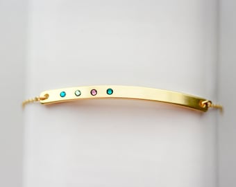 Chain Birthstone Bracelet - Personalized Birthstone Bracelet Dainty CHAIN Bar Bracelet Birthston Bracelet Mothers Day Gift Custom Gift