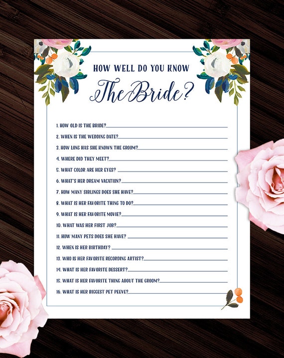 How Well Do You Know The Bride Game Traditional by BeckyNimoy