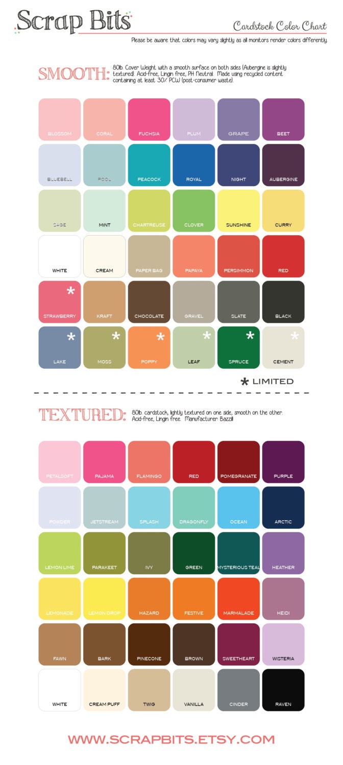 Cardstock Color Swatchbook Sample Set . Color Chart