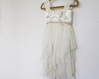 upcycled clothing, ethical fashion, green wedding, flower girl dress . 3 - 4 years