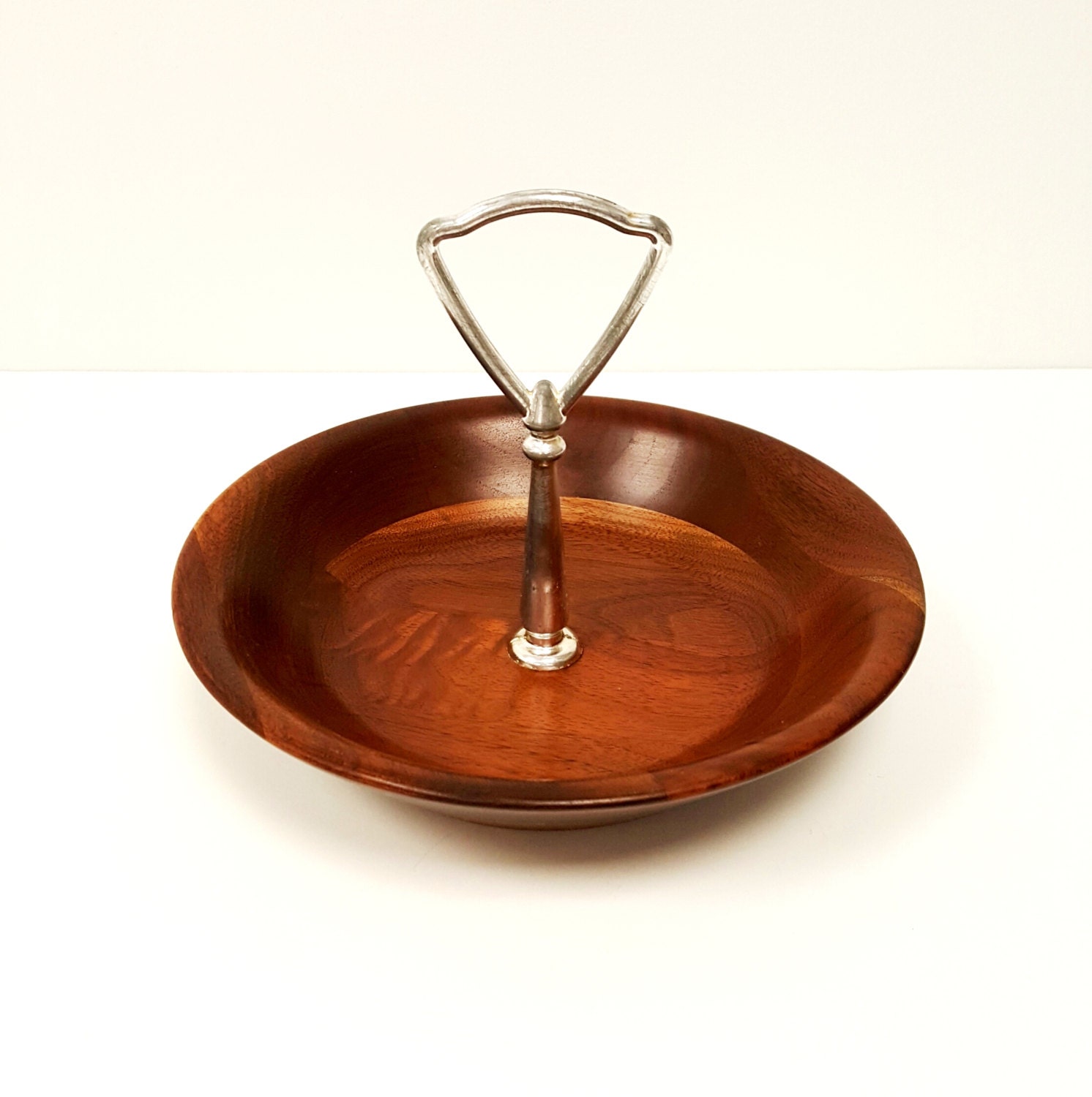 Vintage Wooden Bowl Walnut Nut Candy Serving Dish Handcrafted