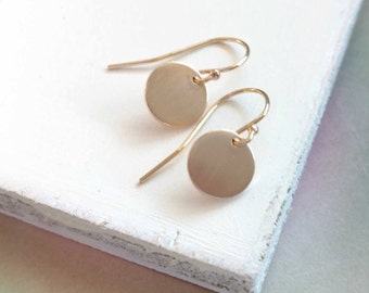 Brushed Gold Earrings, Gold Disc Earring, 14k Gold Filled, Delicate Gold Jewelry, Everyday Minimalist Jewelry, Dainty Gold Earring Remy & Me