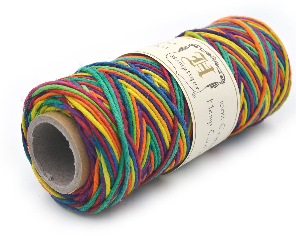 Rainbow Hemp Cord, 1mm, 205 Feet, Multi Colored Hemp Cord, Hemp Jewelry