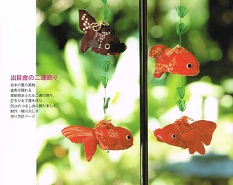 Japanese Chirimen Hanging Ornament Mobile Made of Japanese Crepe Fabric, Easy Sewing Pattern Book, Traditional & Retro Chirimen Zakka, B1748