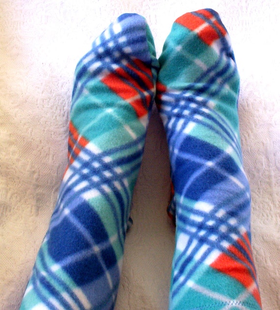 Plaid Fleece Socks Warm Women's Fleece Socks Handmade