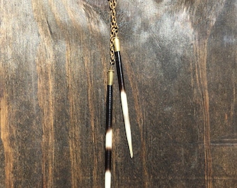 African Porcupine Quill Lariat Necklace