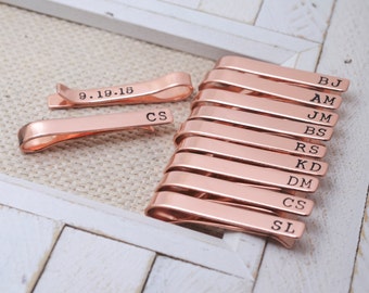 Groomsmen Set Copper Tie Clips Long - Personalized Wedding Bridal Jewelry - Groomsman Best Man Father of the Bride/Groom - Wedding Keepsake