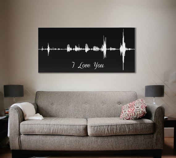 I Love You Sound Wave Canvas - Black