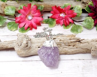 Amethyst Nugget Necklace - Rough Amethyst Necklace - Raw Gemstone Necklace - Raw Amethyst