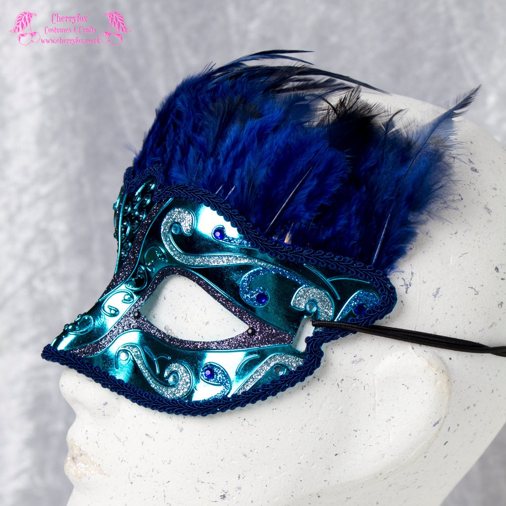 Feather Masquerade Mask 'bird Of Paradise' Blue