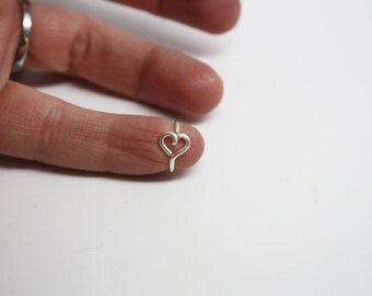Heart on Hoop Cartilage Earring - Ear Heart Jewelry, Daith, Rook, Tragus, Snug, Helix, Forward Helix