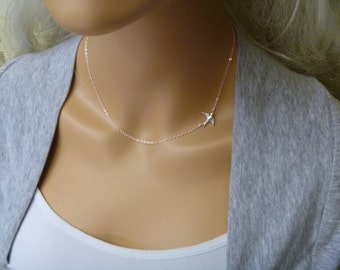 Bird Necklace - Graduation Gift - Swallow Necklace - Gift for Her - Sparrow Necklace - Girlfriend gift - Bridesmaid Necklace - Sideways