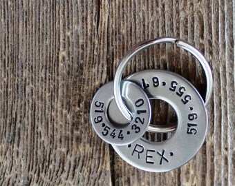 Pet Tag - Dog Tag - Two rings - Hand stamped by Rawkette