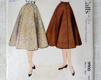 McCall's 9900 Vintage Sewing Pattern Skirt 1950 skirt Waist 26 Gored rockabilly