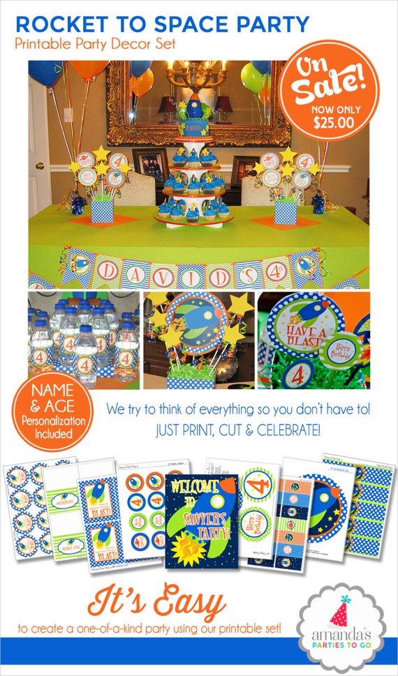 Space Birthday Decorations | Space Party Printables | Rocket Party | Outer Space Birthday | Boy 1st Birthday | Amanda's Parties To Go Il_570xn