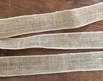 Burlap Ribbon, Wired Burlap Trim, Jute Ribbon, 2 Inches Wide