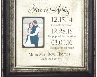 Personalized Picture Frame, Important Special Dates, Wedding Photo Frame, wedding gift bride groom, engagement photo frame,, 16 X 16