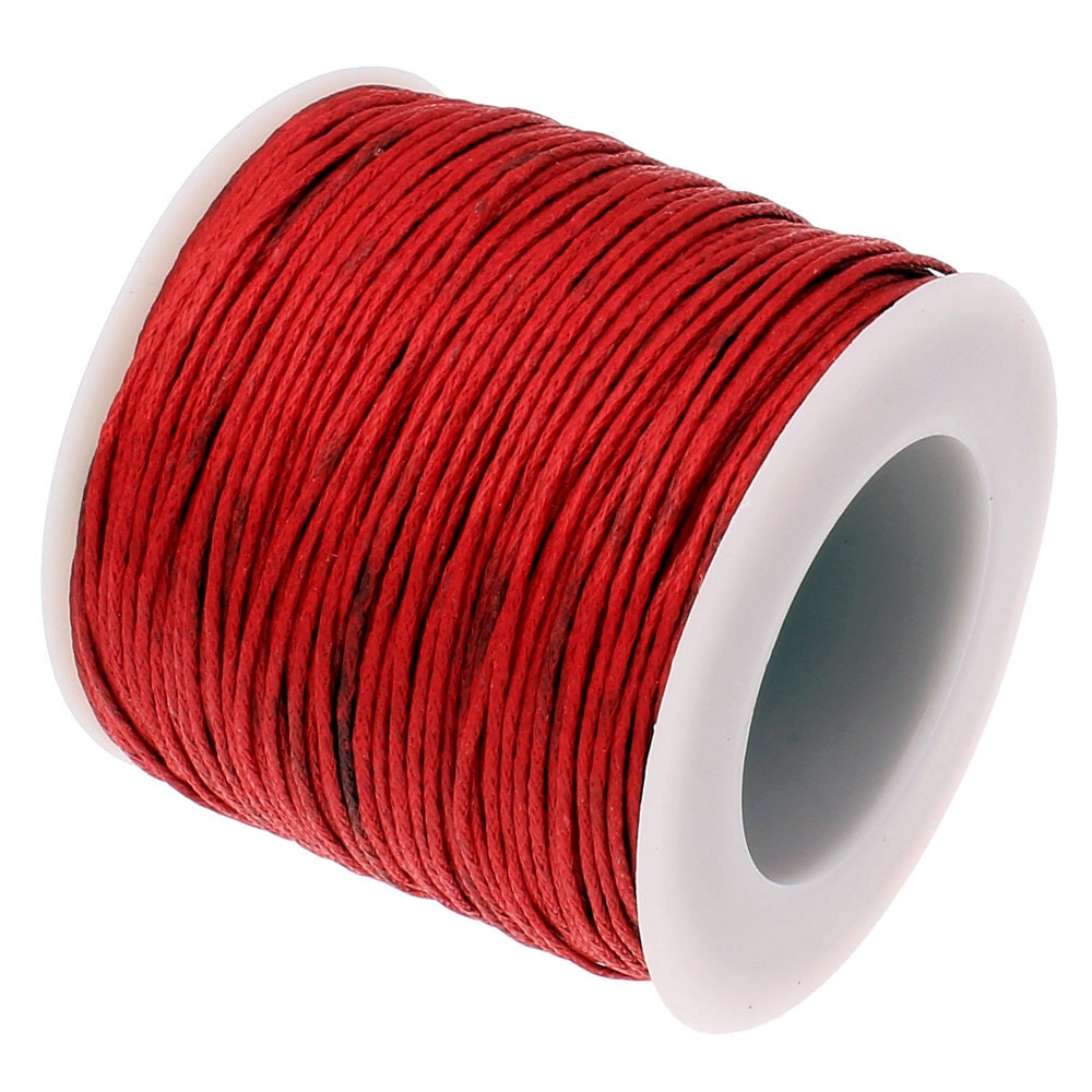 Waxed Cord : Red 1mm Waxed Cotton Cord String Bracelet Cord