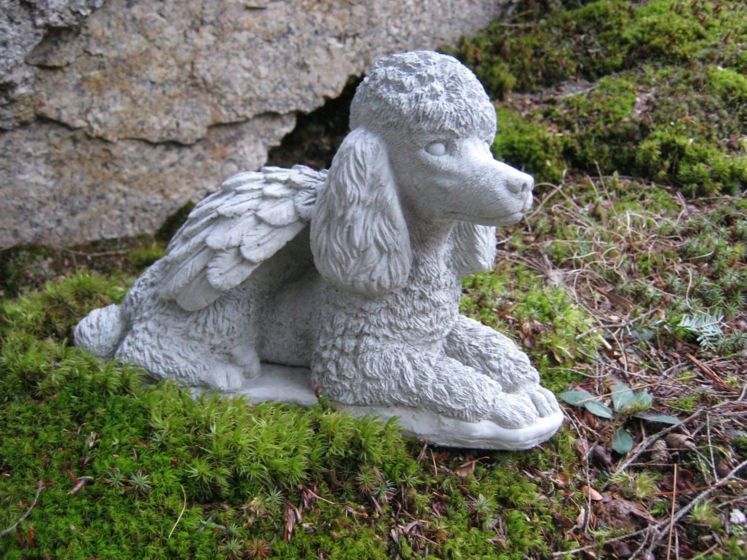 Poodle Statue Concrete Poodle Angel Statue Pet Memorial