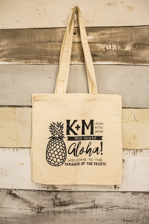 Hawaiian Destination Tote Bags Pineapple Wedding Tote Bags