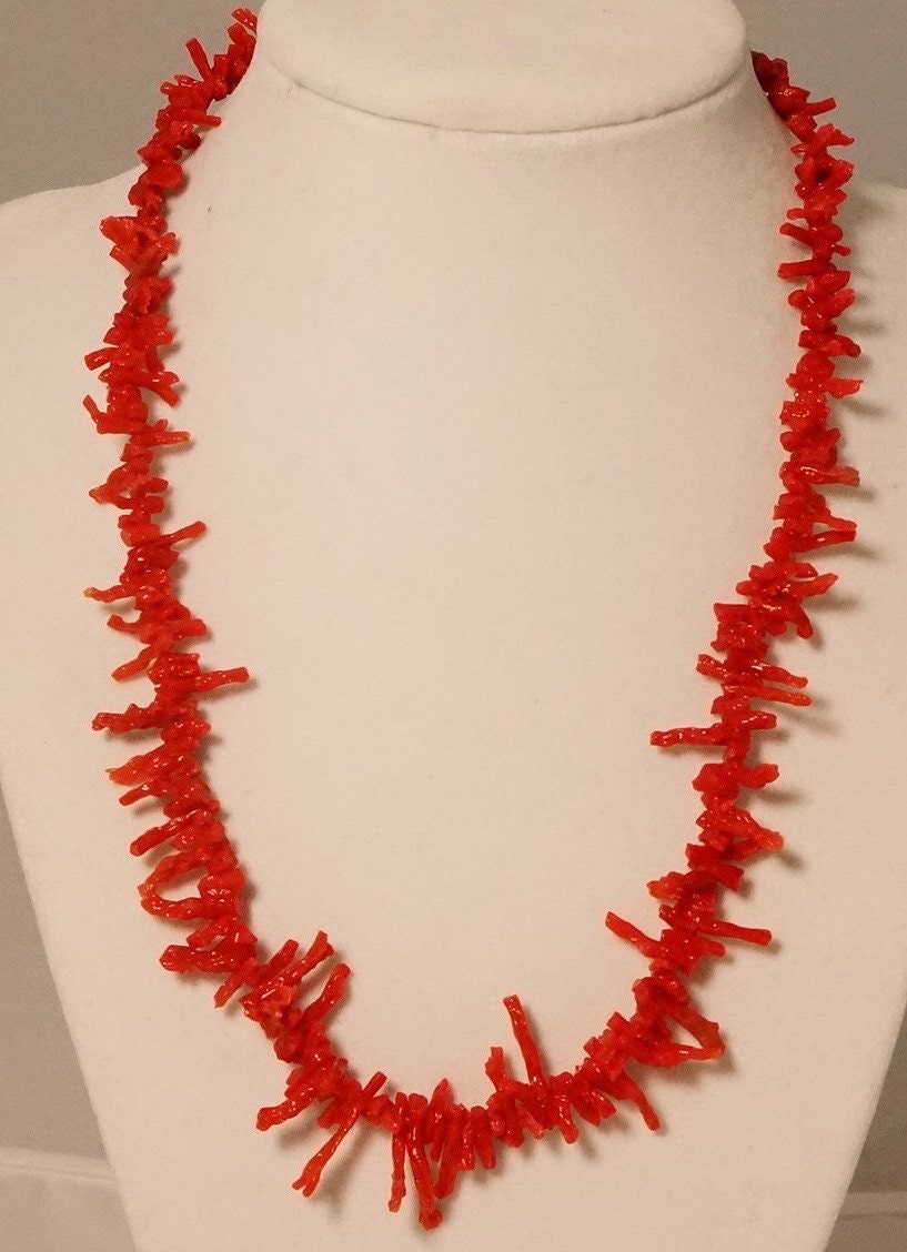 Red Branch Coral Necklace / Long Coral Necklace / Red Coral