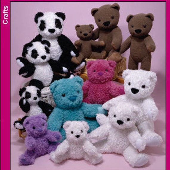 simplicity one size stuffed bears with clothes pattern