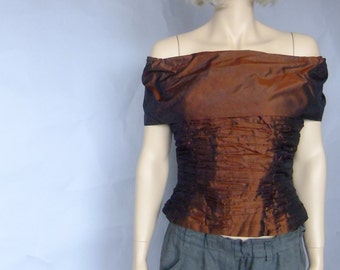 Off the shoulder top, Corset, Bustier, Silk Blouse, 80's Vintage Top, Eveningwear