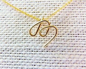 Letter M Necklace, Gold Initial Necklace, Cursive Letter Necklace, Letter Necklace, Initial Necklace
