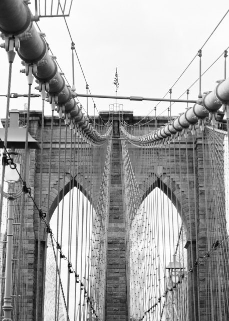 Brooklyn Bridge Arches in Black and White