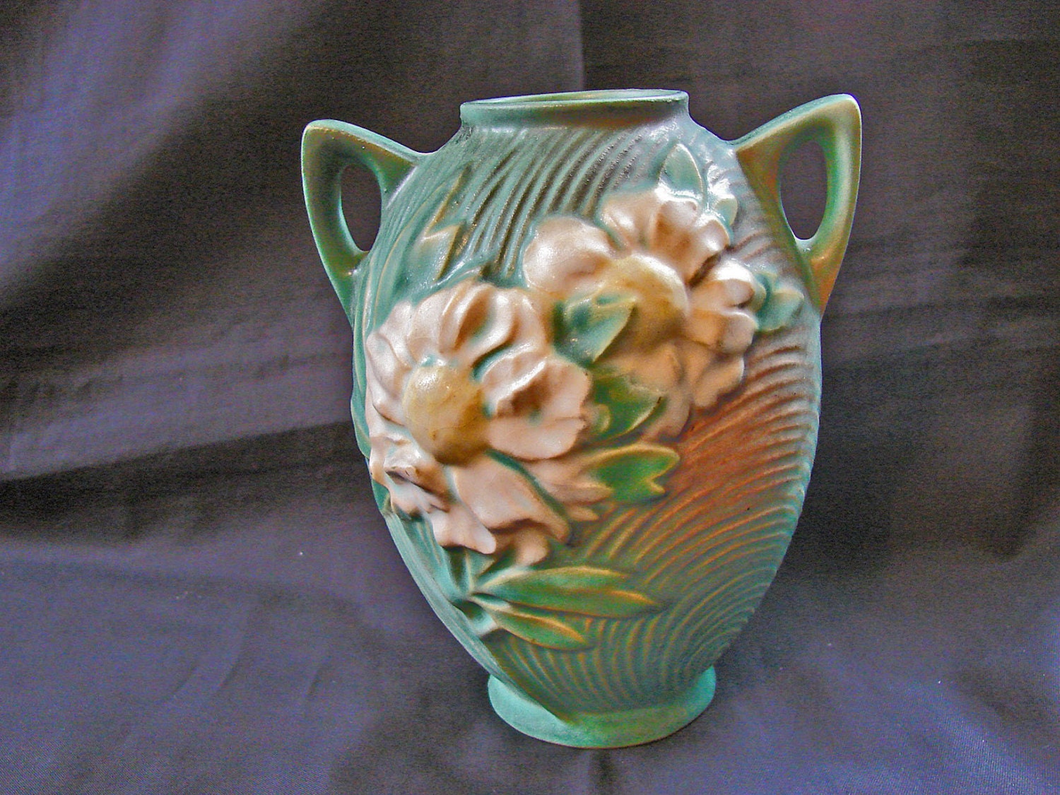 Vintage 1940s Roseville Pottery Vase Roseville Peony Vase