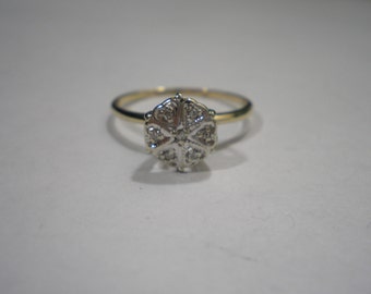 Vintage 10 kt Gold Two Toned Illusion Set Diamond Promise Ring Size 7