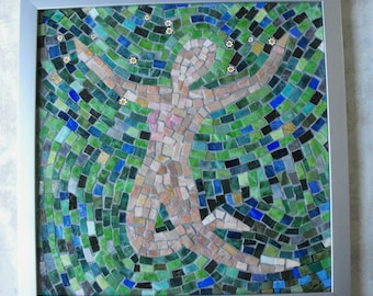 Handmade Mosaic Art Wall Hanging ~ Mexican Smalti Glass Mosaic "Leap of Faith" ~ Handmade Inspirational Mosaic Art by ElleBelleArt