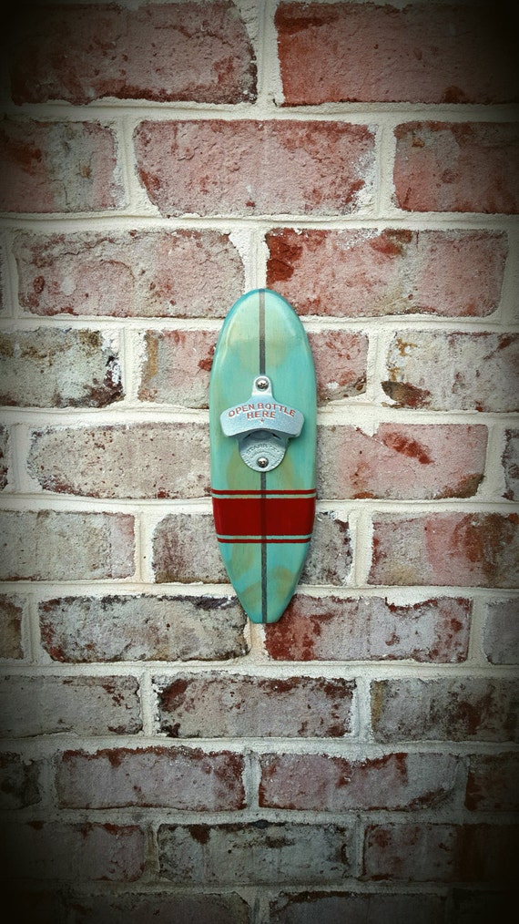 Surfboard bottle opener wall mounted longboard shape with
