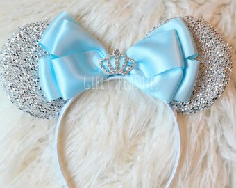 Cinderella Mouse Ears Headband. Blue Bow Mouse Ears. Disney Headband. Disney Princess Headband. Disney Mouse Headband. One Size Fits Most.