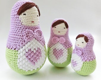 Crochet Amigurumi doll pattern, Mothers day Matryoshka pattern, girls room decor, nesting dolls instructions. Matryoshka doll, Babushka doll