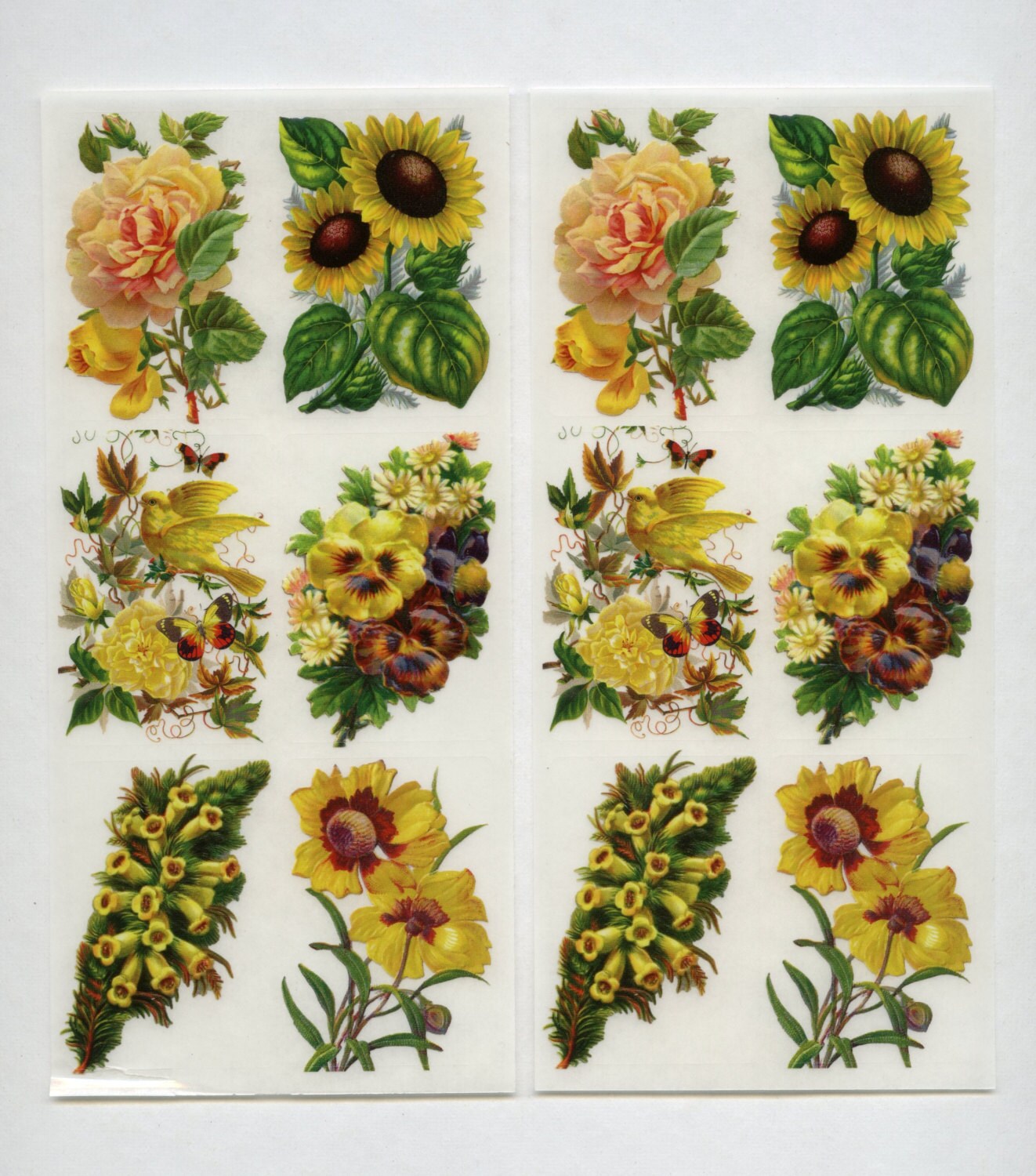 Yellow Flower STICKERS Garden Stickers Victorian Stickers