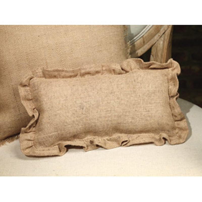 Small Burlap Ruffled Edge Oblong Decorative Boudoir Pilllow 12