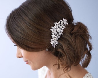 Rhinestone Hair Comb, Pearl Bridal Hair Comb, Vintage Wedding Hair Comb, Bridal Hair Accessory, Bride Headpiece, Bridal Hair Clip ~TC-2228