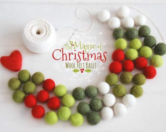 Felt Balls - Christmas Felt Balls #1 -100% Wool Felt Balls - 50 Wool Felt Balls - (18 - 20mm) - 2cm Felt Balls Christmas Garland - Felt poms
